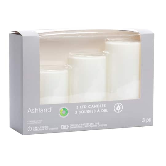 White 3-Pack LED Pillar Candles by Ashland®
